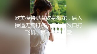 欧美模特满背纹身梅花，后入操逼无套打桩，卖力深喉口打飞机，第一视角刺激